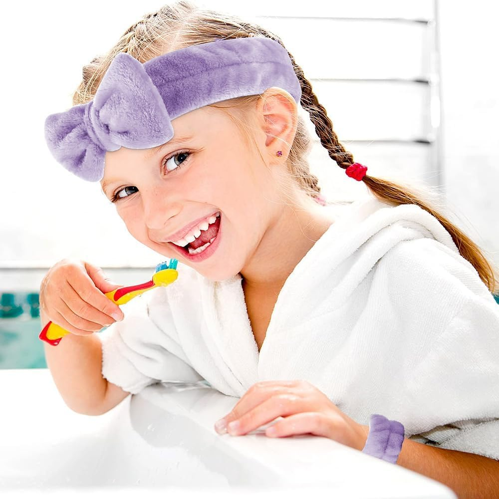 Xfsrg Cute Headband with Bow, 2 Piece Hair Bands Set for Women, Soft Terry Towelling Material, Elastic Hair Bands, Perfect Hair Care Accessories image number 4