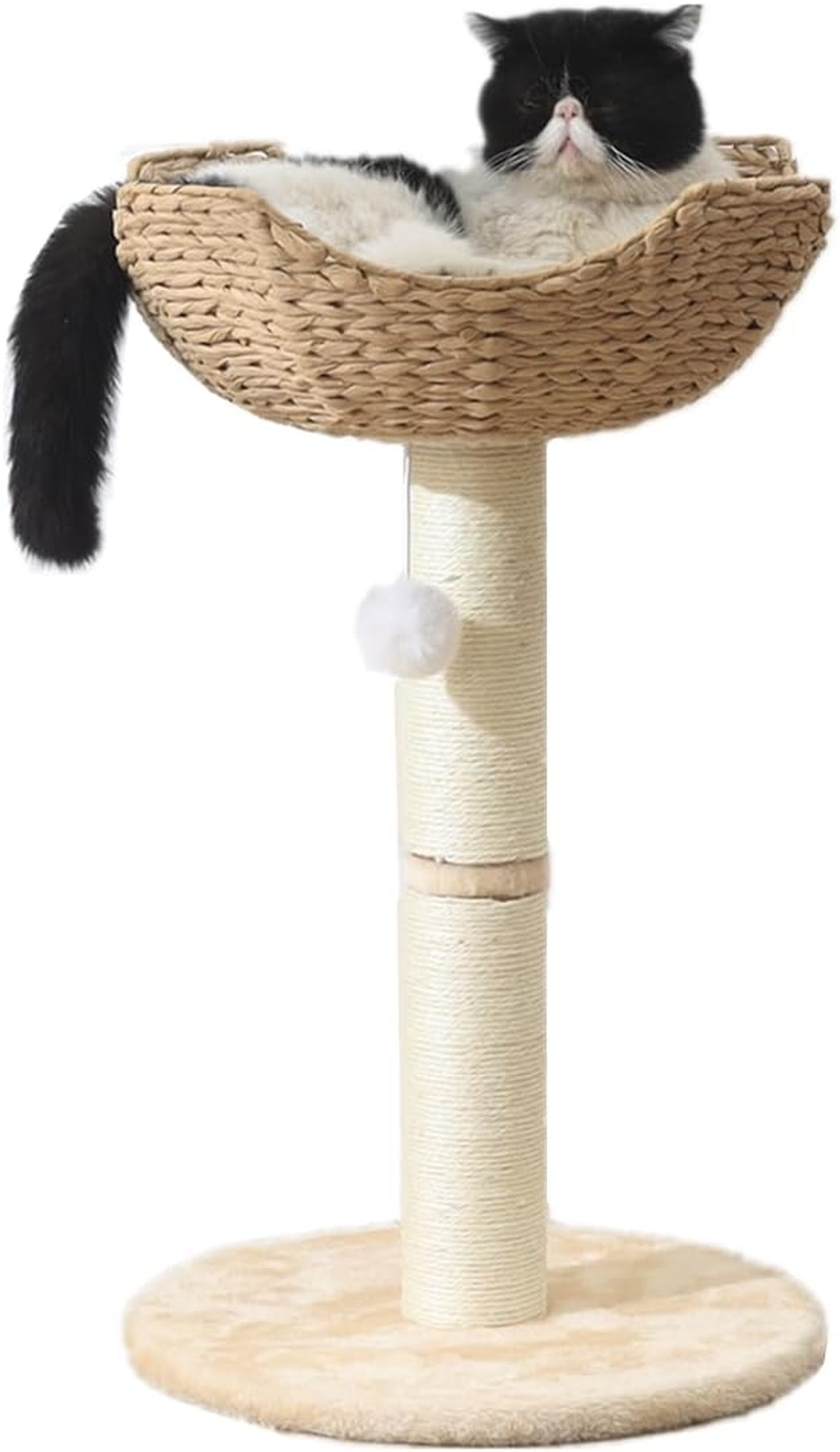 SHENGOCASE Cat Tree Tower with Rattan Wicker Basket, 3 Handwoven Large Nest Baskets Bed, Window Perch for Large Cats up to 20LBS
