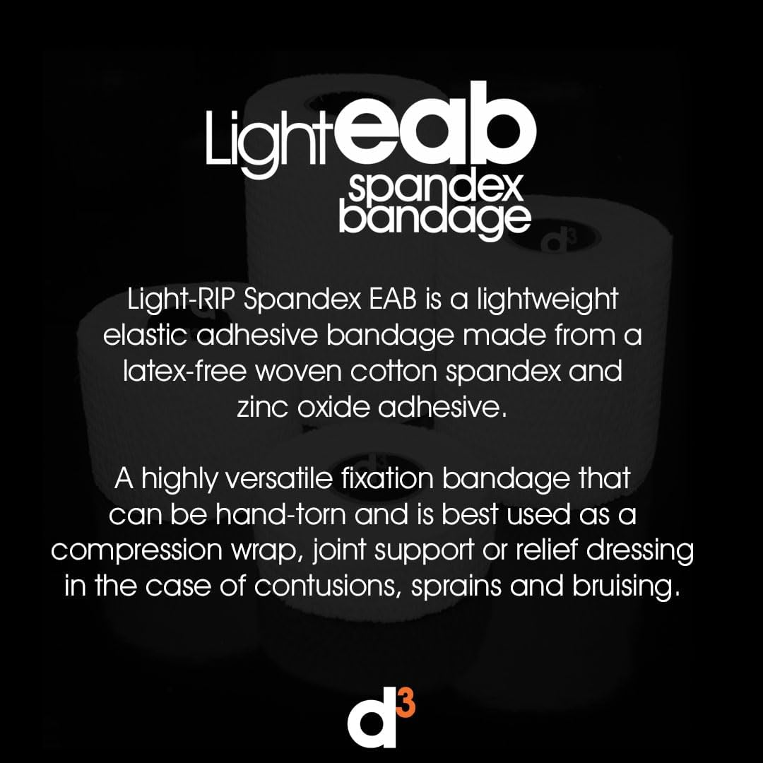 D3 Light Rip EAB Elastic Adhesive Bandage White 50Mm X 7M (3 Rolls) Hand-Tearable Weightlifting Thumb Tape Wrist, Ankle, Ear & Joint Injury Medical Strapping image number 6