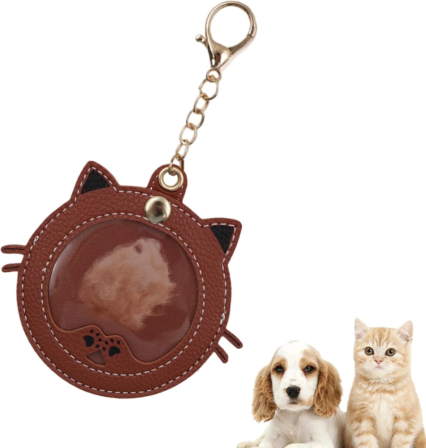 Gcerfby Pet Hair Storage Keychain, Cute Design, 9.2X8X0.5Cm, Kitten Face Shaped Dog Hair Storage Keychain, Creative Cute Keyring and Key Holder, Decorative for Backpack, Purse, Wallet image number 4