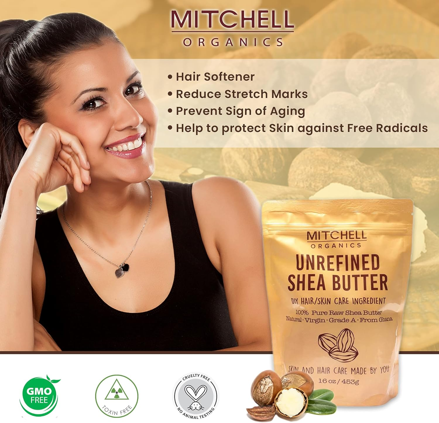 Mitchell Organics Unrefined Shea Butter Bar 16Oz' Specified Cannot Be Used as It Conflicts with the Value 'Mitchell Organics, Unrefined African Shea Butter | 16 Oz / 455 G | Pure Body Butter, for Dry Skin, Effective on Stretch Marks, Grade a | for All Skin Types image number 5