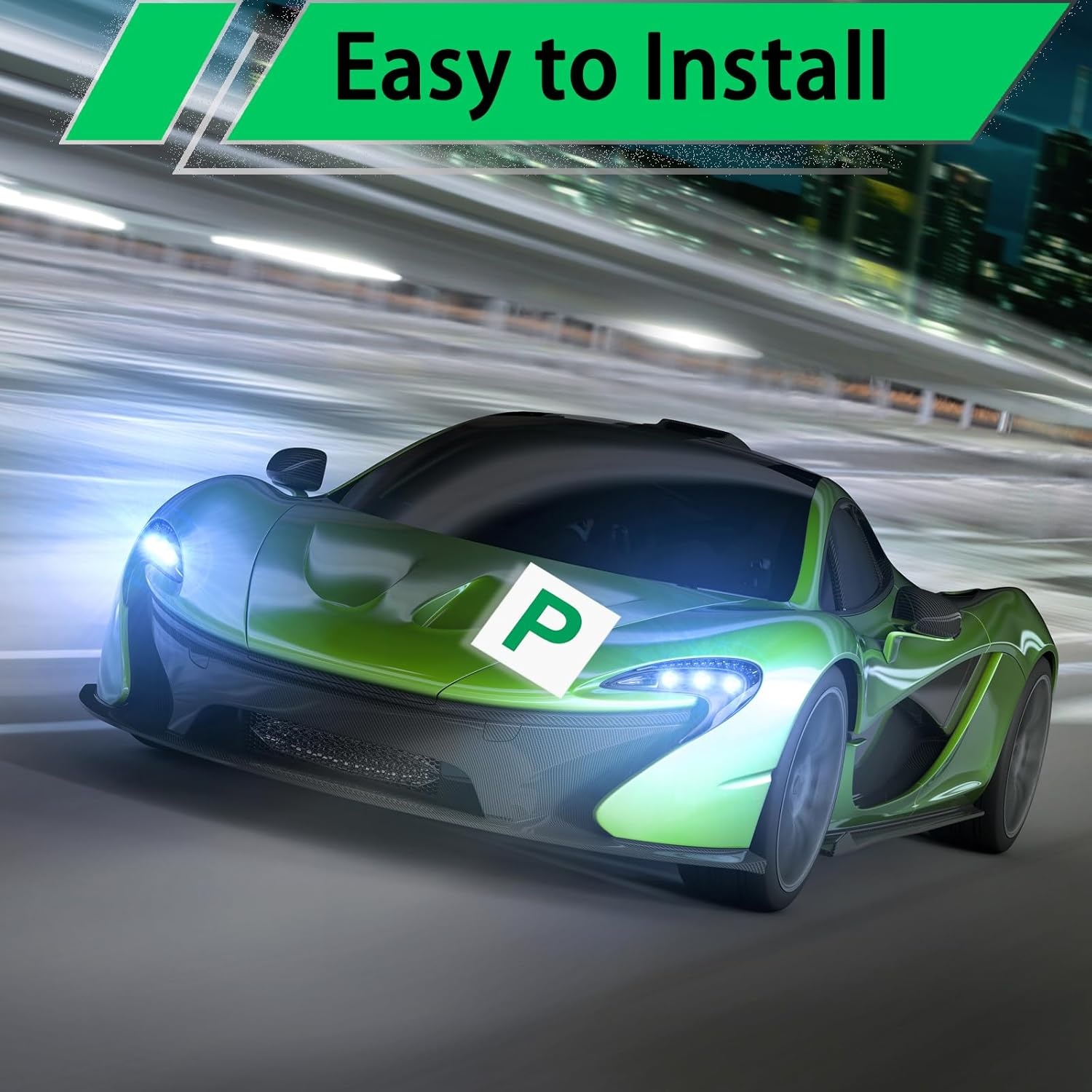 Magnetic Learner Driver Plates, 2 Pack Fully Magnetic Car Green P Plates， Learning Learner Driver Magnetic Plates Green P image number 1