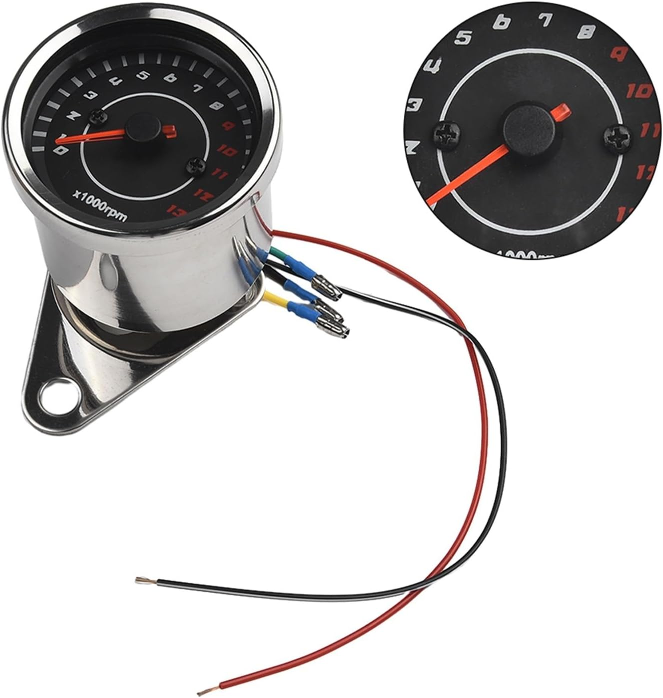 KANGYEBAIHUODIAN Shift Tachometer Motorcycle 6.5Cm Diameter 12V Housing Stainless Steel Universal Tachometer Fit for Accessories image number 2