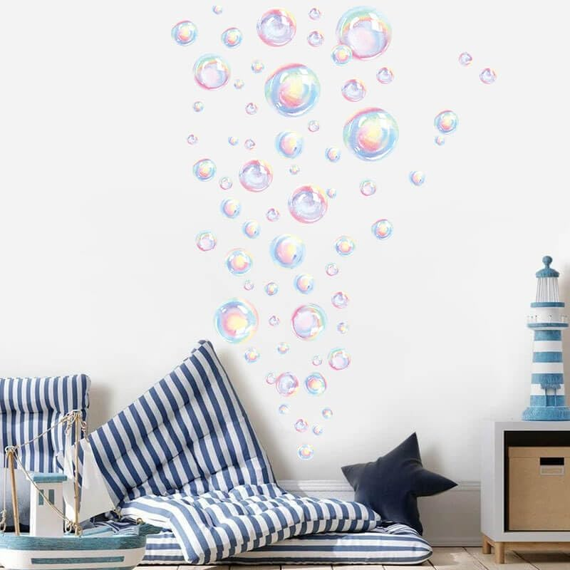 Dayker 2 Sheets Bubble Wall Decals, Colorful Bubbles Wall Stickers, Removable PVC Cutouts Ocean Decor, Underwater World Decoration for Room Nursery Birthday under the Sea Mermaid Theme Party image number 6