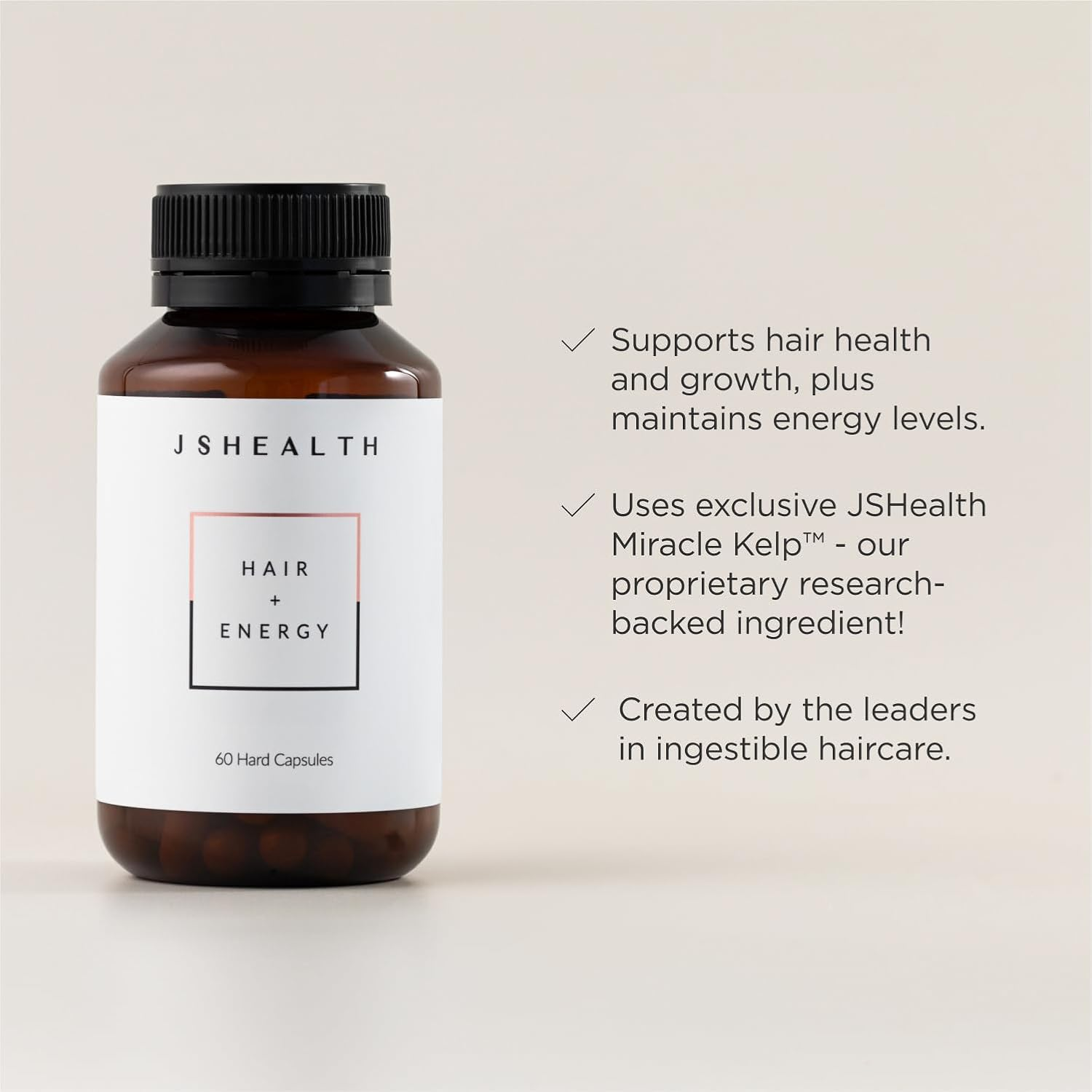 Jshealth Vitamins Hair and Energy Formula | for Women and Men | Zinc and Iodine Supplements | (90 Capsules)