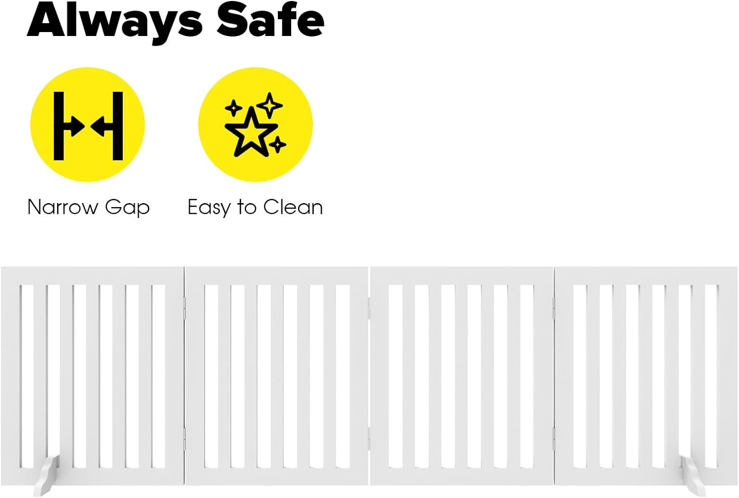 Advwin Wooden Pet Gate,4-Panel Dog Fence Freestanding Pet Barrier Safety Gate,Foldable Dog Gate Doorway for Indoor Outdoor 203X91Cm image number 6