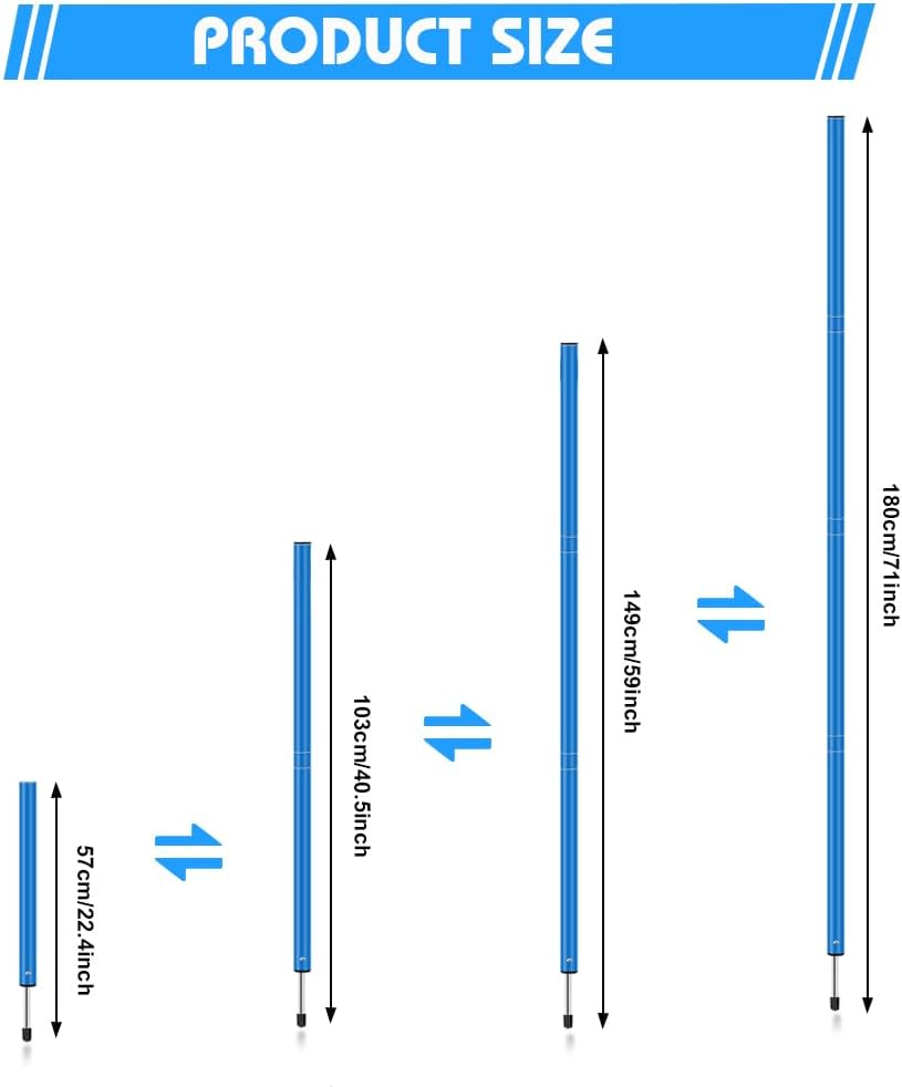 HOTOOLME Agility Training Poles Equipment Soccer Training Equipment Includes 6 Agility Poles,Agility Ladder, 10 Soccer Cones,Jump Rope for Speed Training, Soccer Training, Basketball Athletes & Kids - Blue image number 4