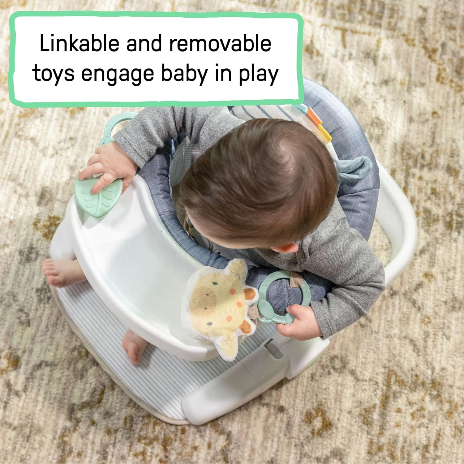 Ingenuity Prop Spot Baby Seat with Removable Tray, 2 Linkable Toys, Prone Mat, Gender Neutral, 4-12 Months image number 6