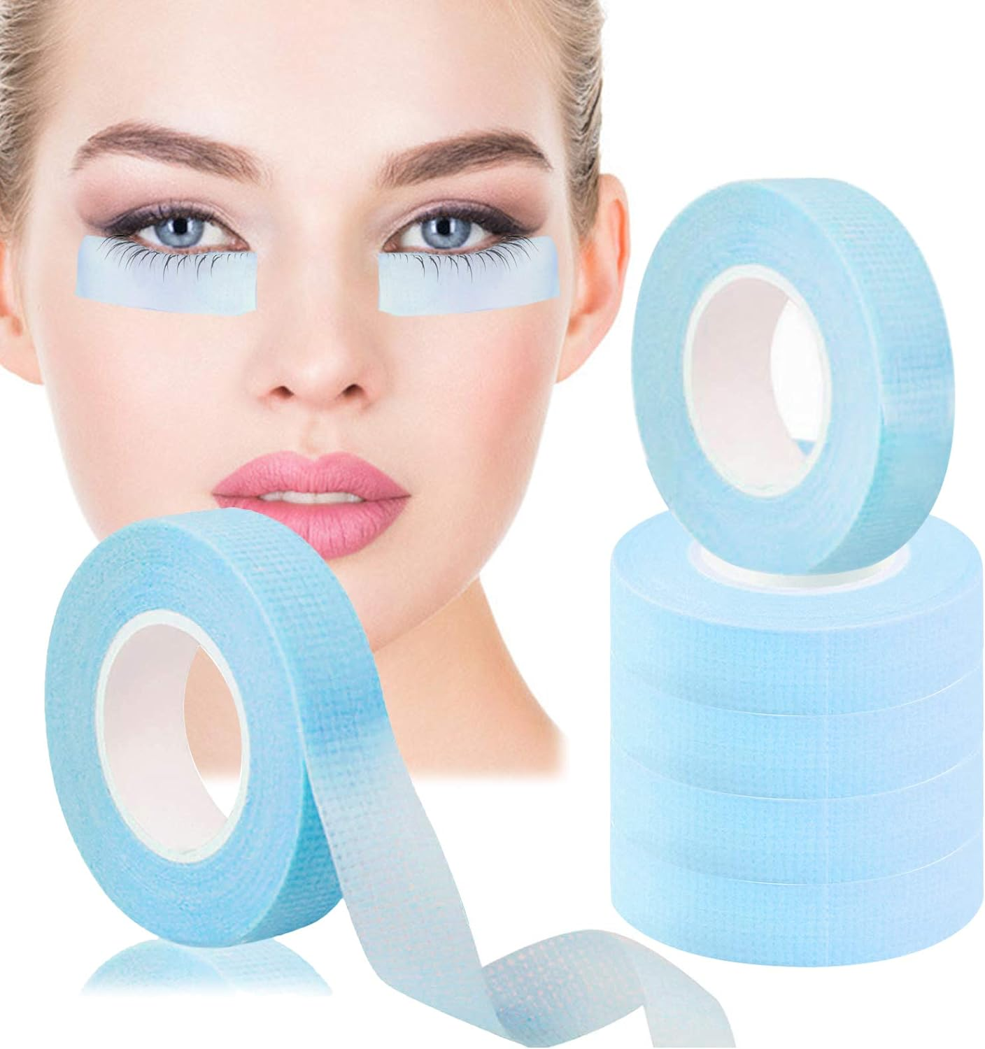 EBANKU 6 Rolls Breathable Blue Eyelash Extension Tape - Micropore Fabric under Eye Tape for Lash Extension Supply image number 3
