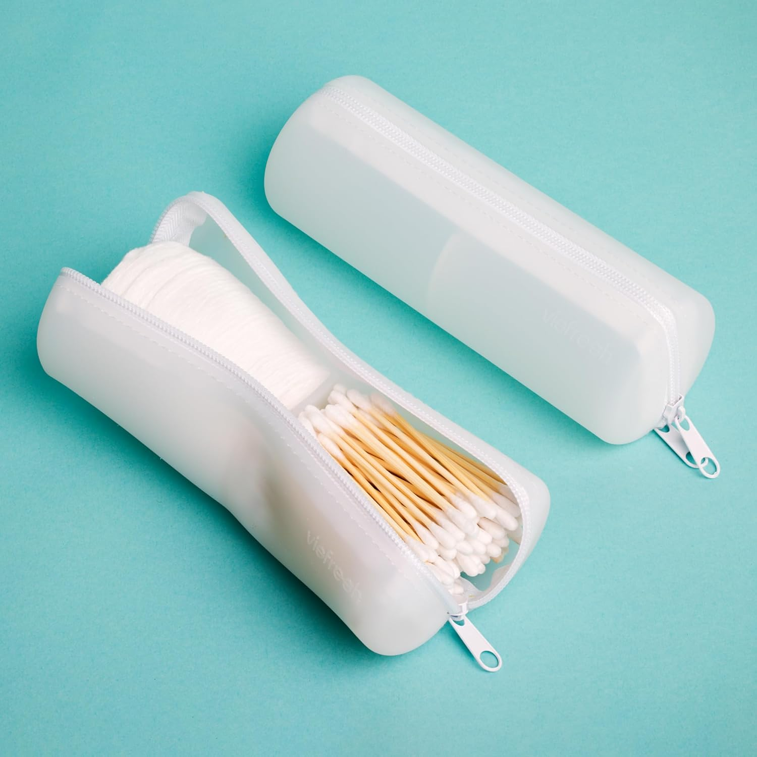 Visfresh Cotton round Swab Travel Case, 2 in 1 Portable Hair Accessories Organizer, Hair Tie and Bobby Pin Holder, Travel Qtips Case, Purse Organization, Floss Holder - Ballroom Champagne image number 6