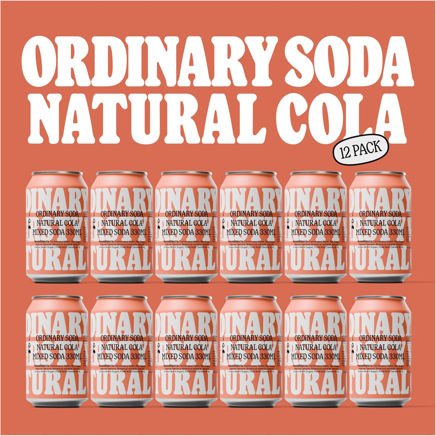 Ordinary Soda Natural Lo-Cal Soft Drink 12X330Ml &ndash; Australian-Made Sparkling Soft Drink, Natural Flavours, Botanical Extracts. Less than 2G of Sugar per 100Ml Serving Size 12 Cans Bold & Smoky Cola image number 6