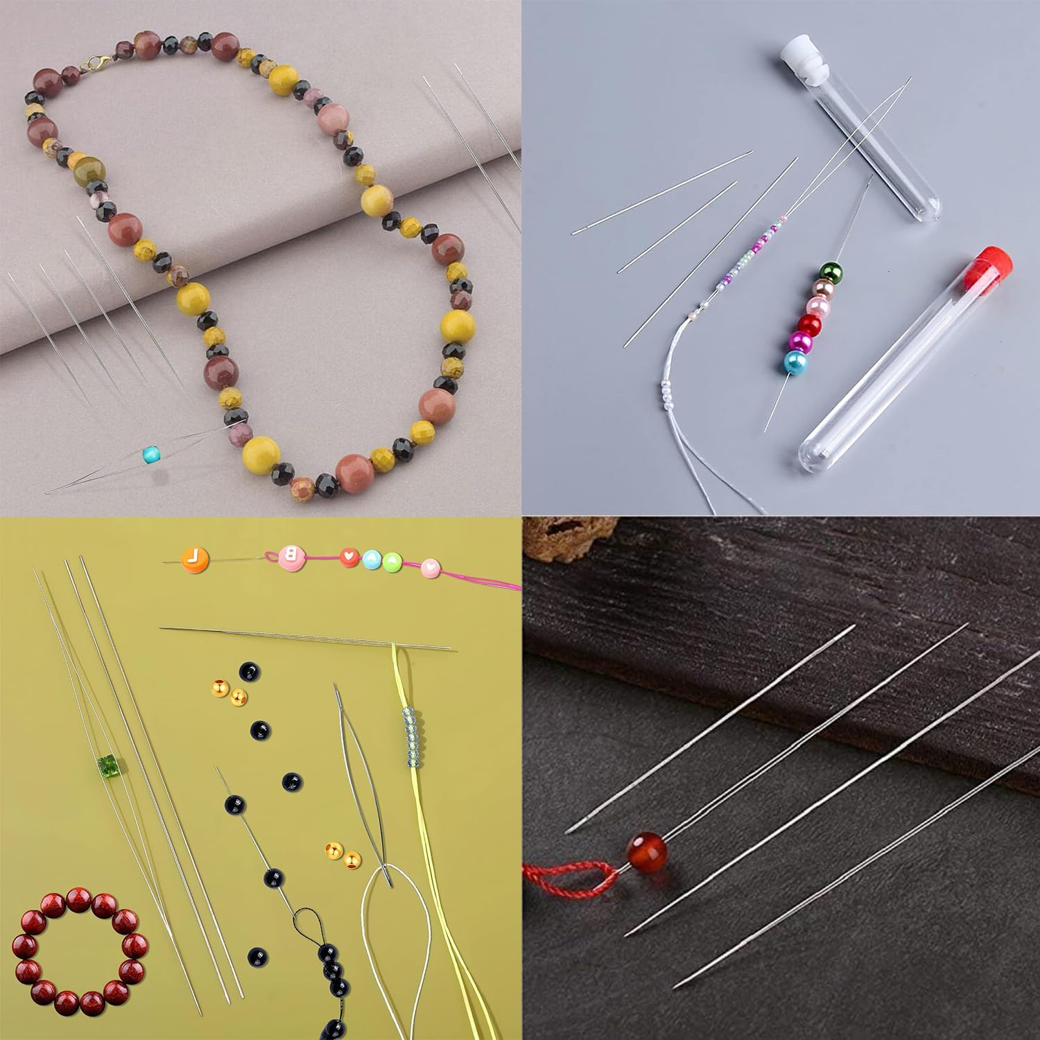 Paifeancodill Big Eye Beading Needles, 5 Pcs Seed Beads Needles, 1 Pcs Scissors, Easy Threading Tool for Bracelet Jewelry Making Seed Beads DIY, Crystal Cord for Jewelry Making & Beading Supplies(6 Pcs) image number 3