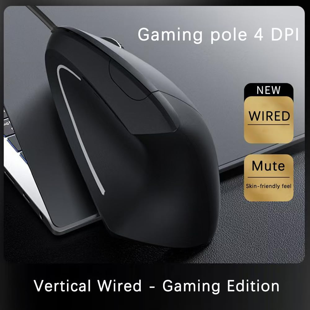 Wired Mouse,Suijieen Ergonomic Mouse 6 Buttons Silent Mouse 4 Adjustable DPI Vertical Mouse Compatible with Windows/Chrome/Laptop/Computer image number 1