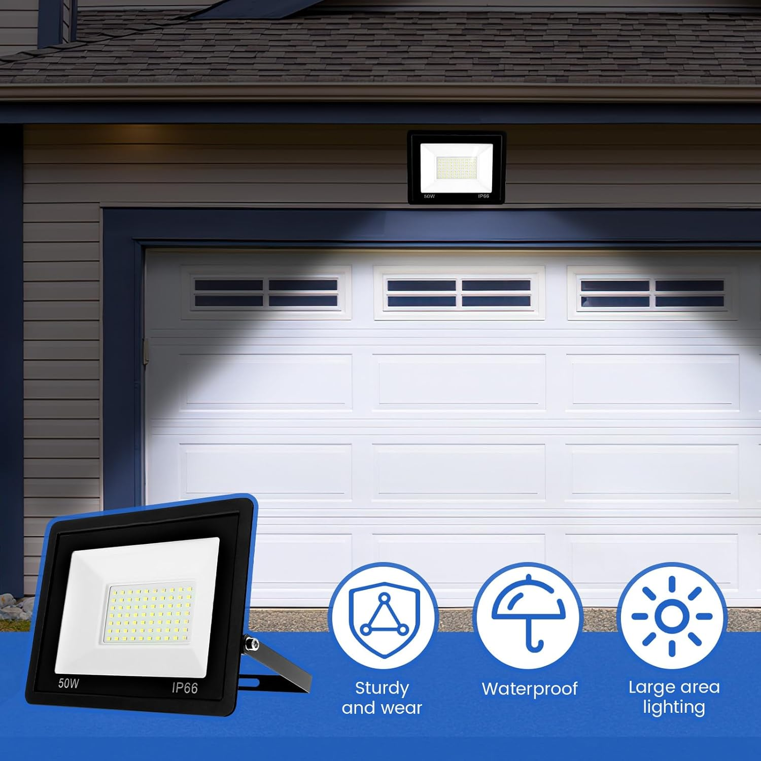 Led Floodlight Aluminium Outdoor Lighting High Brightness 100 W Non Glare Waterproof Linear Spotlight for Patio Deck Garden Facade(Black) image number 5