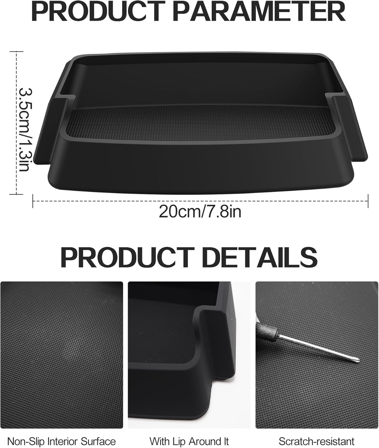 Car Center Console Organizer Tray for Tesla Model Y Juniper 2025 2026 & Model 3 Highland 2026-2024 Interior Accessories Armrest Key Card Phone Holder Silicone Storage Box (Black) image number 1