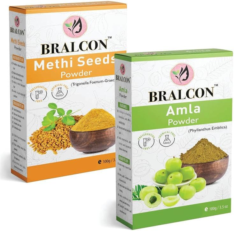 BRALCON Organic Methi Seeds Powder, Amla Powder Combo - 200G(100G X Pack of 2) |Fenugreek/Methi Seeds Powder, Amla/Gooseberry Powder for Face Pack and Hair Growth| Skin Whitening & Hair Care Powder image number 6