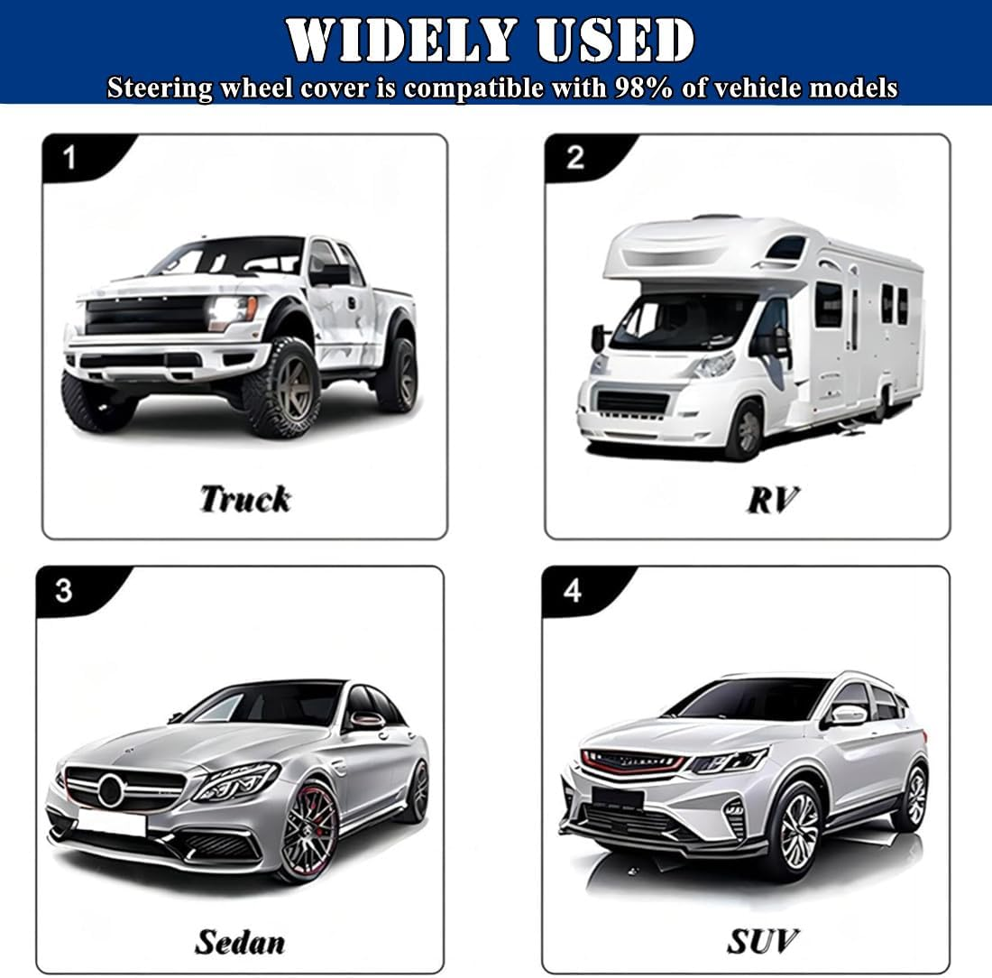 Diamond Fluffy Steering Wheel Cover with Sparkly Crystal Rhinestones, Universal 15 Inch Car Elastic Steering Wheel Protector for Women Girls (Red)