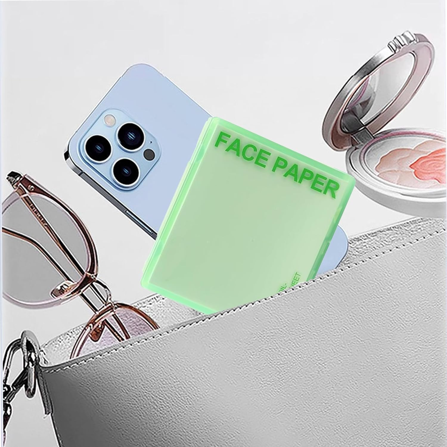 500 PCS Blotting Paper, Green Tea Facial Oil Absorbing Sheets for Oily Skin, Portable Pack with 4 Refills, Quick Shine Control for Work, Travel and Social Events image number 1