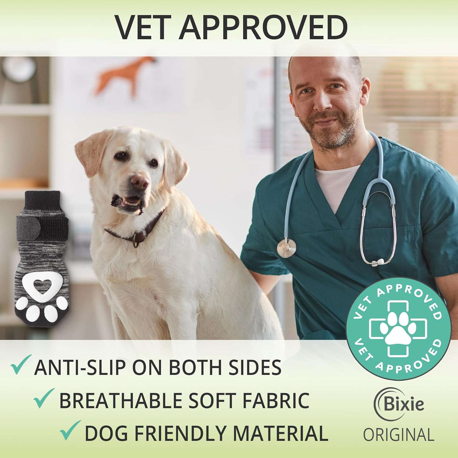 Non-Slip Dog Socks for Hardwood Floors - 6-Pack | Anti-Slip Toes to Prevent Licking Paws, Add Grip, and Provide Paw Protection | for All Ages and Senior Dogs - Large