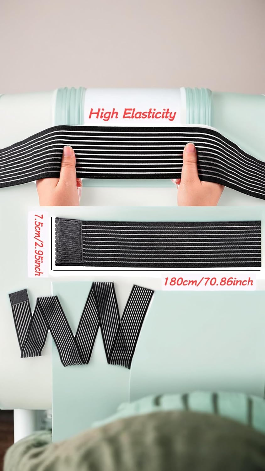 Honwor Elastic Calf Compression Bandage - Stabilizing Leg Sleeve for Men and Women, Joint Pain Relief, Sports - Adjustable Black (4 Pieces, 180 Cm)