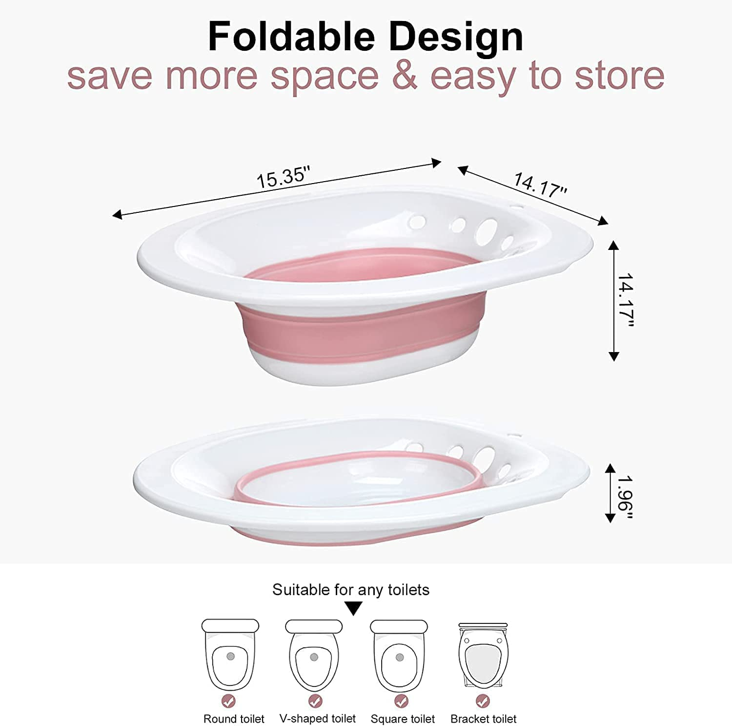 Sitz Bath for Toilet Seat,Postpartum Care, Soothes Hemorrhoids & Perineum Postoperative Care Basin Steam Seat with Flusher Alleviate Inflammation (Pink)