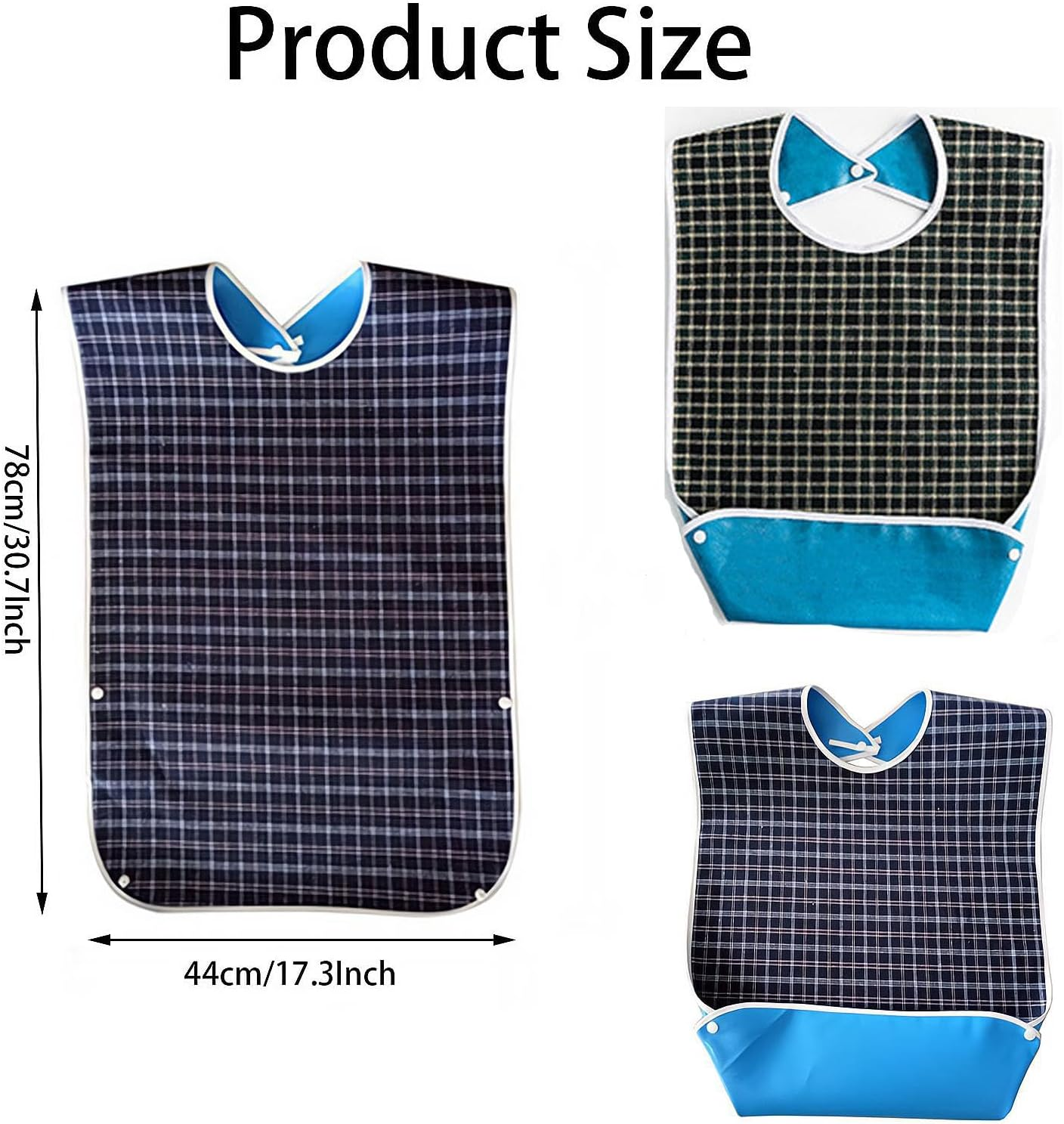 3Pcs Adult Bibs, Washable Dining Bibs Reusable Clothing Protector for Elderly Women Men