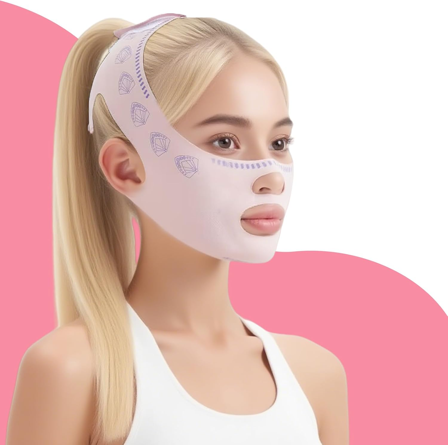 Double Chin Reducer and Chin Strap for Women - V Shaped Lifting Mask to Remove Double Chin, Reusable Face Slimming Strap with Two Wearing Ways, Lifting Mask Tightening Skin image number 5