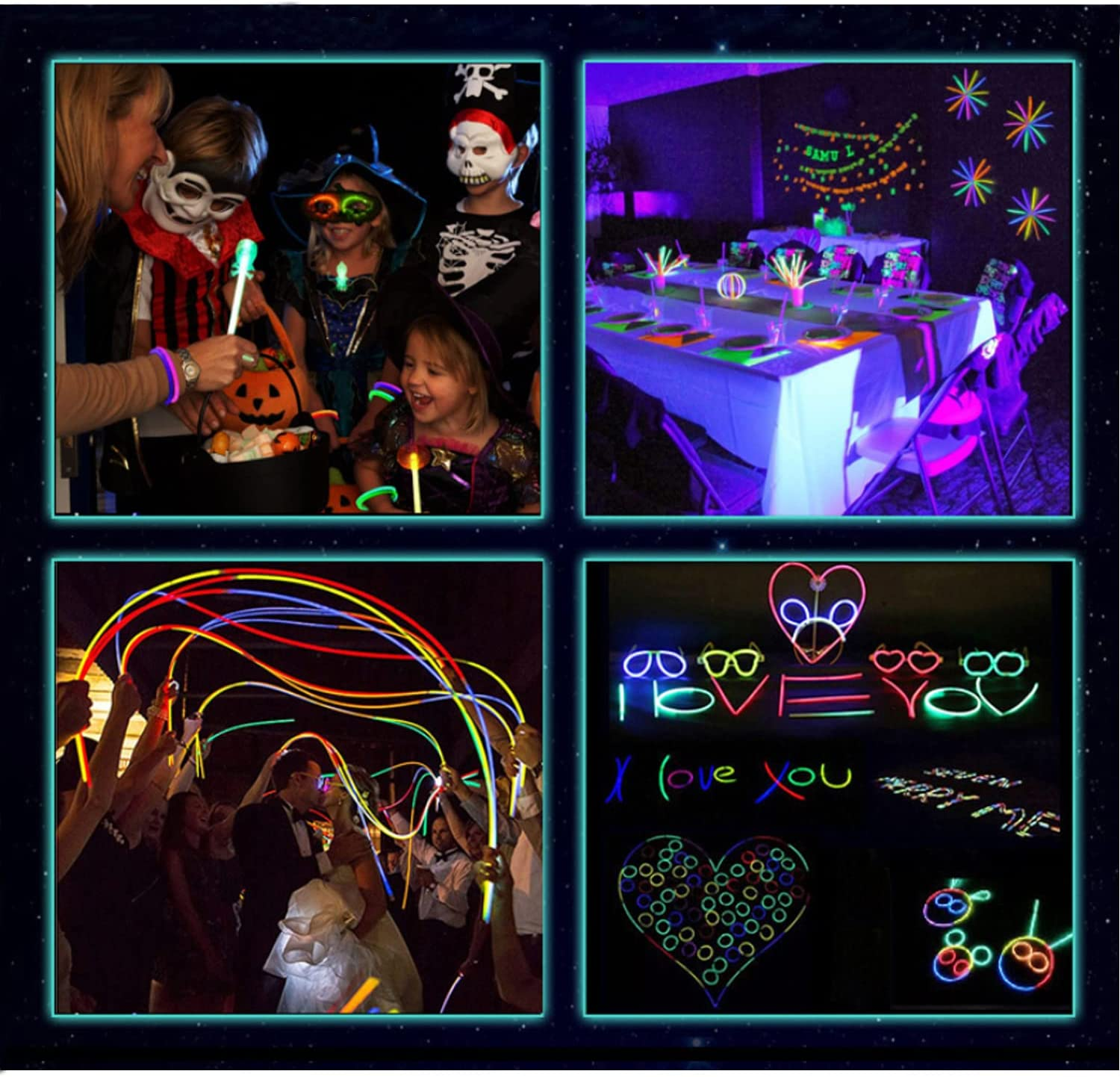 242Pcs Glow Sticks Bulk Party Favors- 100Pcs Glow Sticks with 128Pcs Connectors Create Glow in the Dark Necklaces Bracelets Headbands Balls Flowers Light Sticks Decoration for Party Favors image number 4