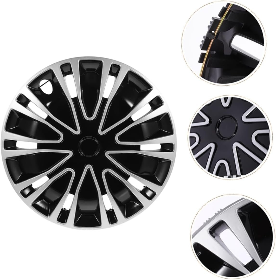 Gogogmee 2Pcs 12 Inch Decorative Wheel Hub Covers Silver Black Automotive Hub Caps Universal Fit Car Rims Accessories for SUV and Sedan