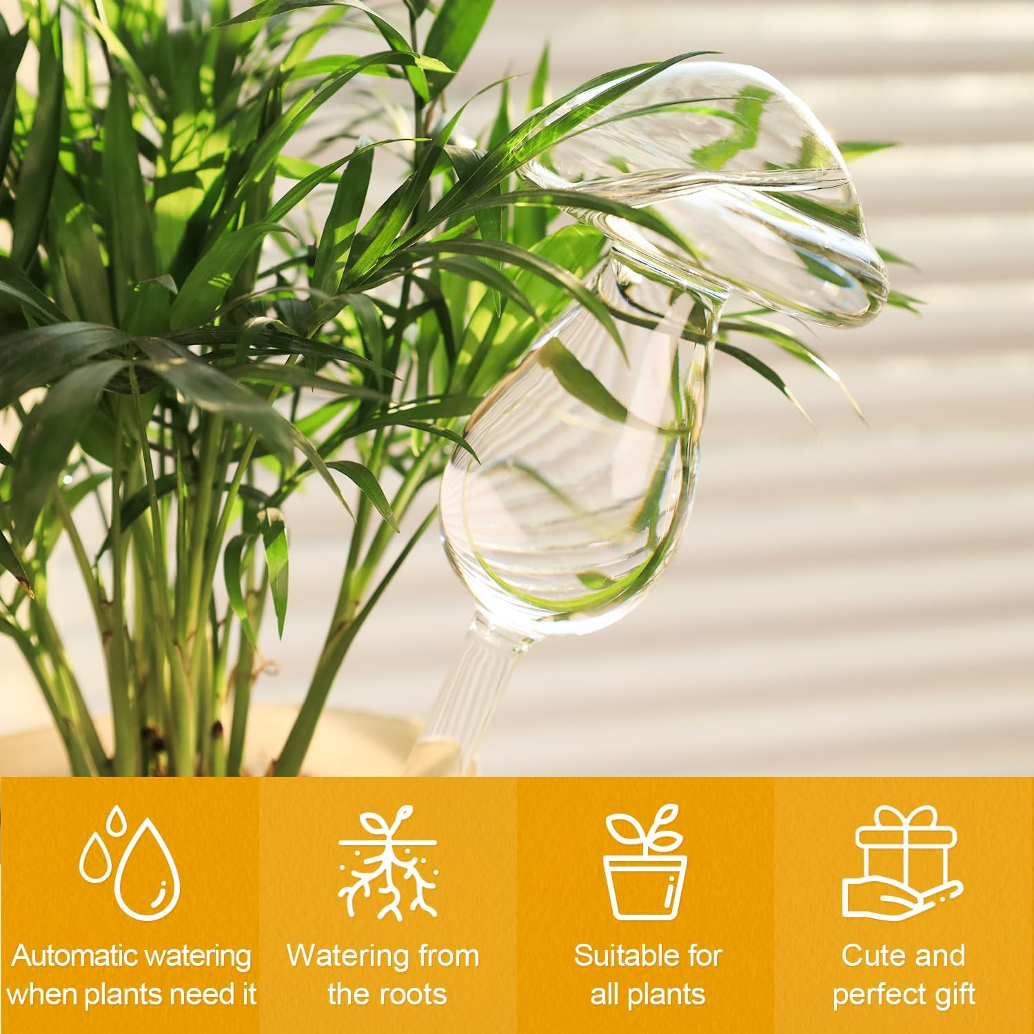 Kikihome Self Watering Globes for Plants, Clear Glass Shape Design Plant Waterer Bulbs, Automatic Irrigation Device for Indoor & Outdoor Plants, 2 Mushroom image number 2
