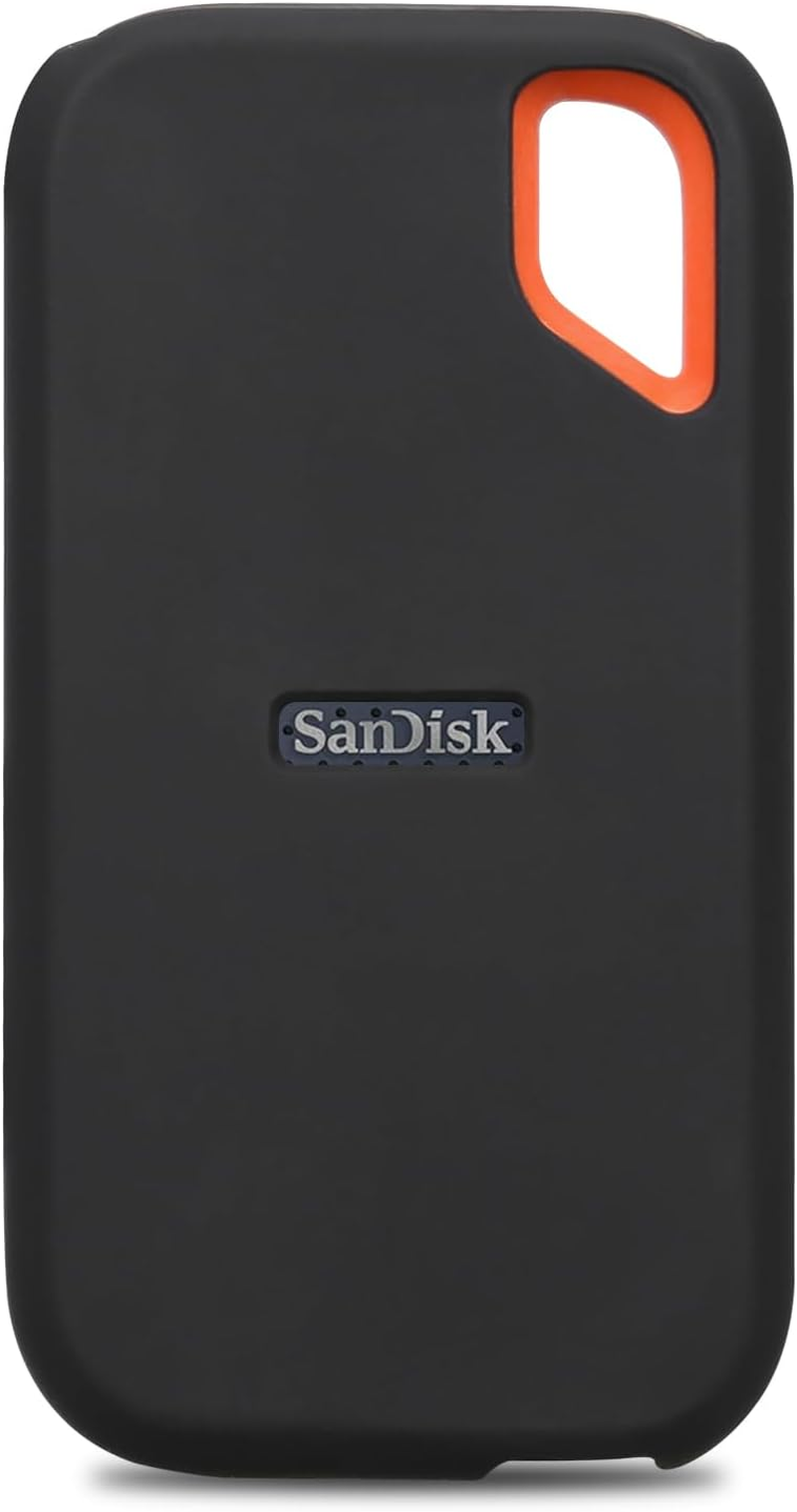 Lacdo Silicone Case Cover for Sandisk Extreme Portable SSD 500GB 1TB 2TB 4TB 8TB External Solid State Drive, Soft Silicon Protective Sleeve Skin for Sandisk Extreme SSD, Travel Pouch Storage Bag,Black image number 1