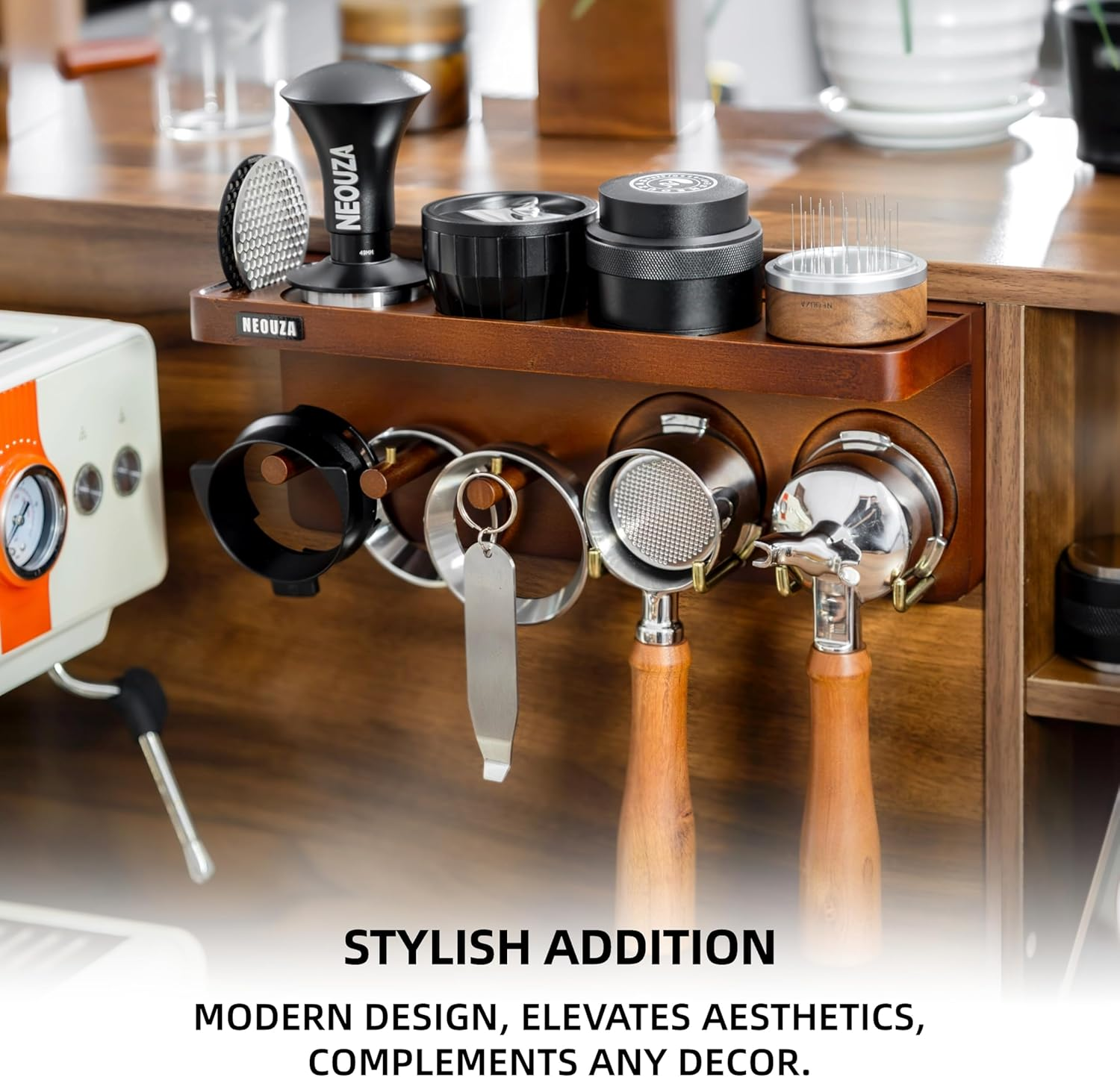 NEOUZA Espresso Accessories Holder Station Wall Mounted Organizer for 51/53/58Mm Coffee Tamper Distributor Portafilter Storage Shelf for Bar Home Office image number 5