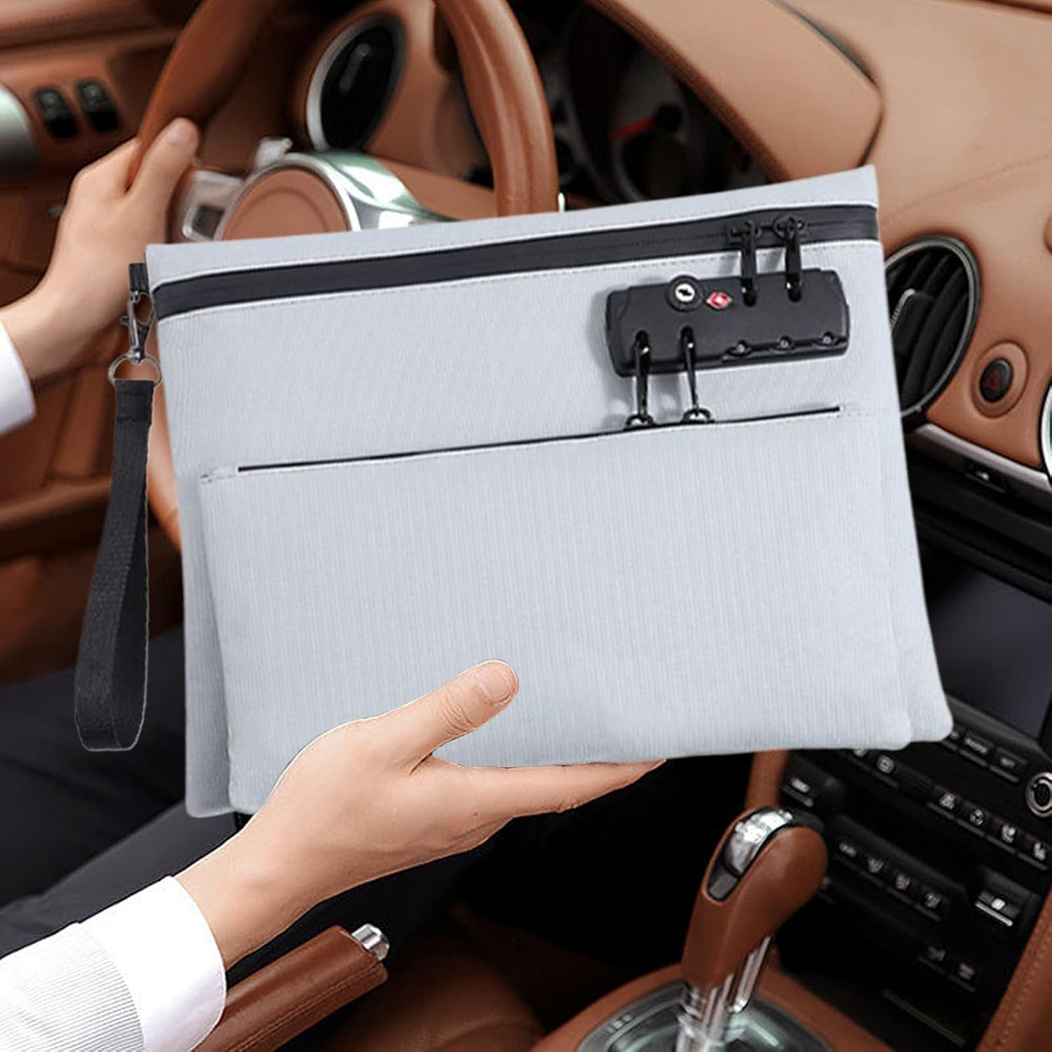 Locked Money Bag - Valuable Storage with Zipper | Double-Layer Wallet for Register Fashion Cash Notary Supplies Passports Bank Secure Storage Travel Business image number 4