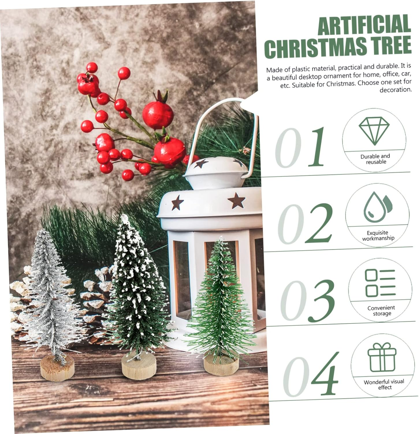 SHOWERORO Miniature Pine Trees 24Pcs Christmas Trees Festive Decor Desktop Decor image number 6