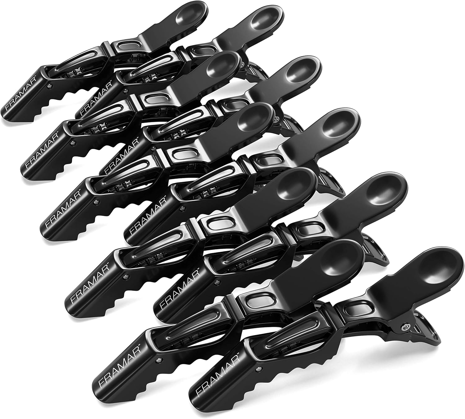 FRAMAR Black Alligator Hair Clips for Styling Women 10 Pcs, Pince a Cheveux, No Crease