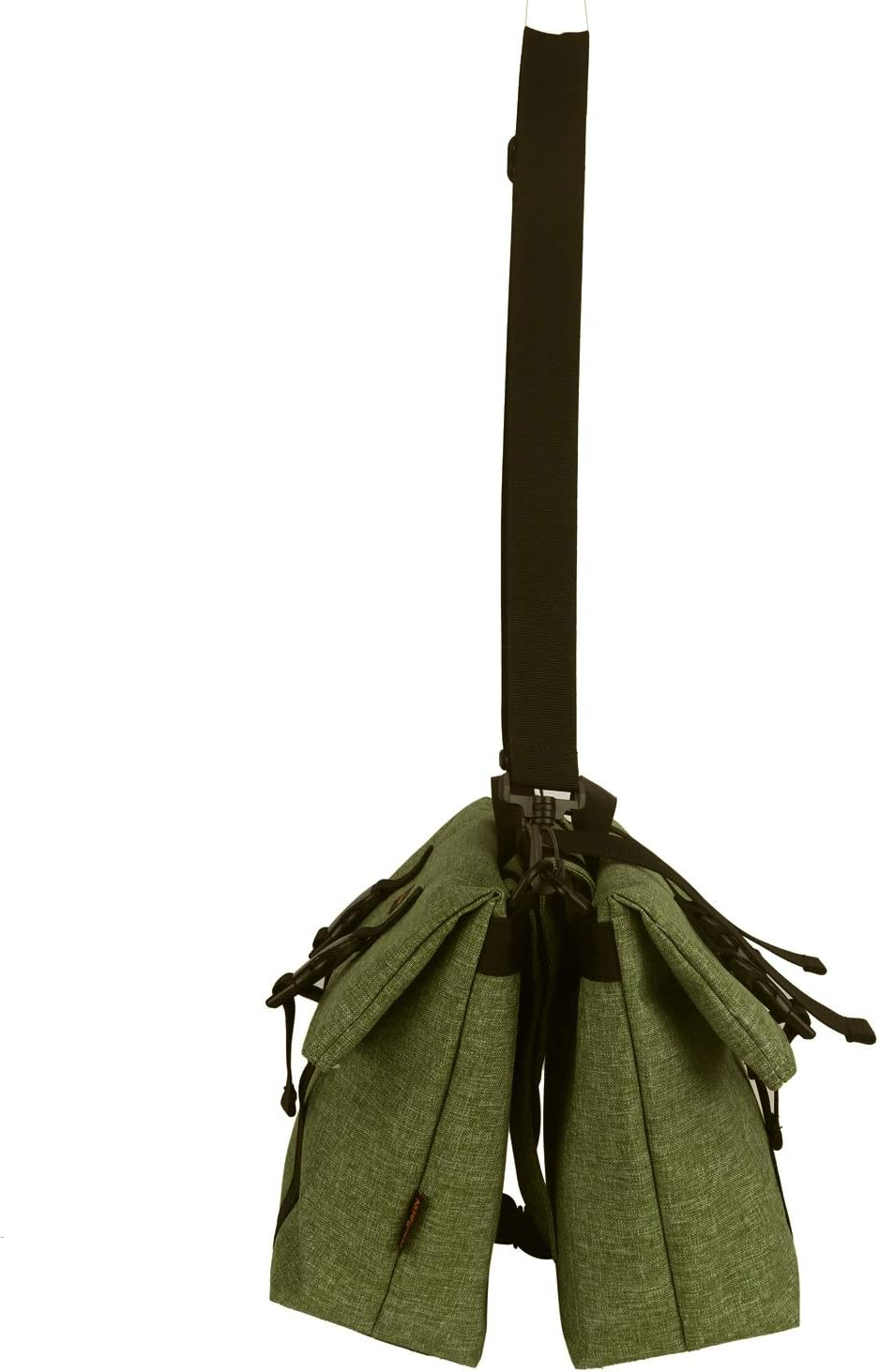 TOURBON Nylon Double Pannier Shoulder Bags Bicycle Rear Rack Trunk Motorcycle Tail Seat Bag (Dark Green) image number 6