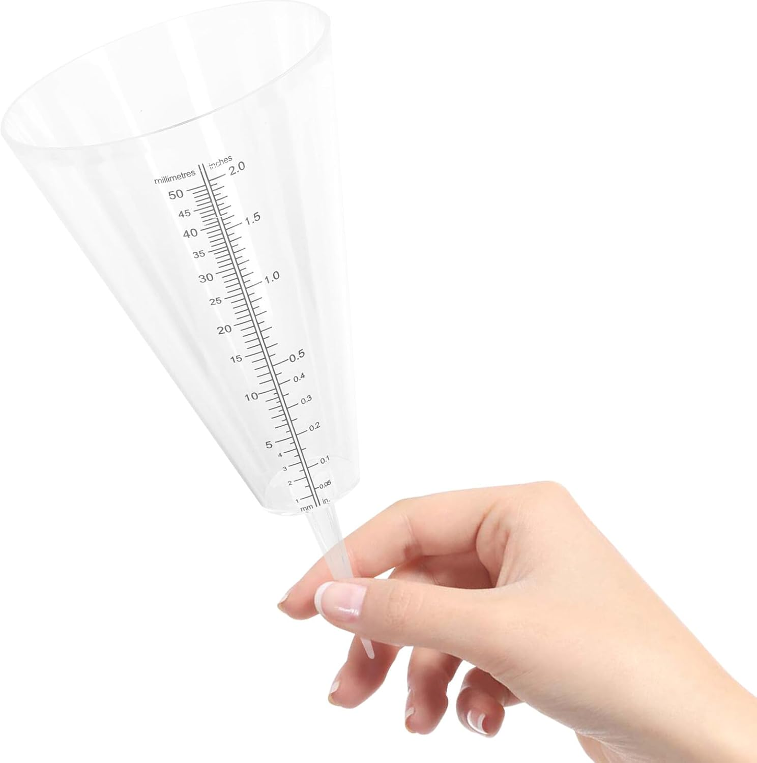 Rain Gauge with Double Scale Conical Outdoor Rainfall Measuring Cup with Ground Spike Easy Read Transparent Water Level Monitor for Garden Lawn image number 3