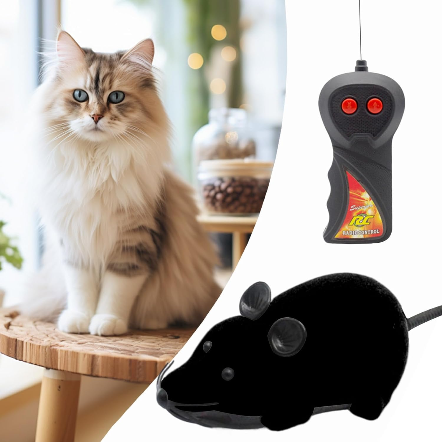 SVCEQZE Remote Control Mice Cat Toy,Flocking Remote Control Mice - Prank Stuff Interactive Pet Supply for Home Training Exercise Bedroom Indoor Dogs Travel Family Daily Living Room image number 5