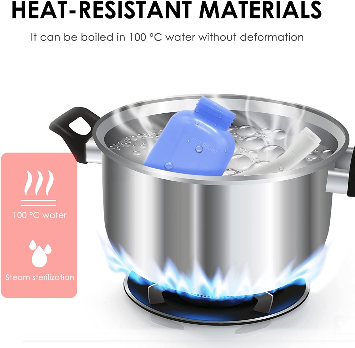 RUFCRIL Peri Bottle, Portable Travel Bidet with Carry Bag, TPE Material Can Be Boiled, 500Ml Capacity with 2 Sealing Ring,Essentials for Postpartum Perineal Care,Hemorrhoid Treatment,New Baby image number 3