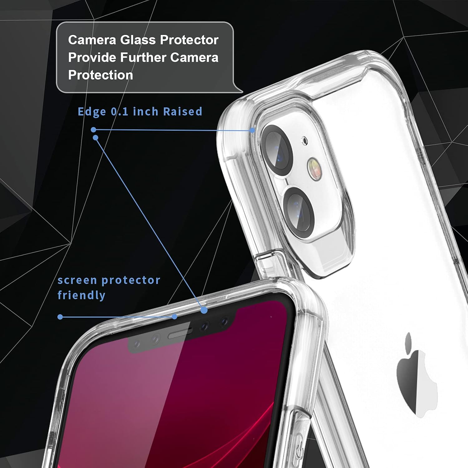 Oretech Designed for Iphone 11 Case with 2 X Screen Protector Tempered Glass&1 Camera Lens Protector Shockproof Protective for Iphone 11 Transparent Case Cover, Clear image number 3