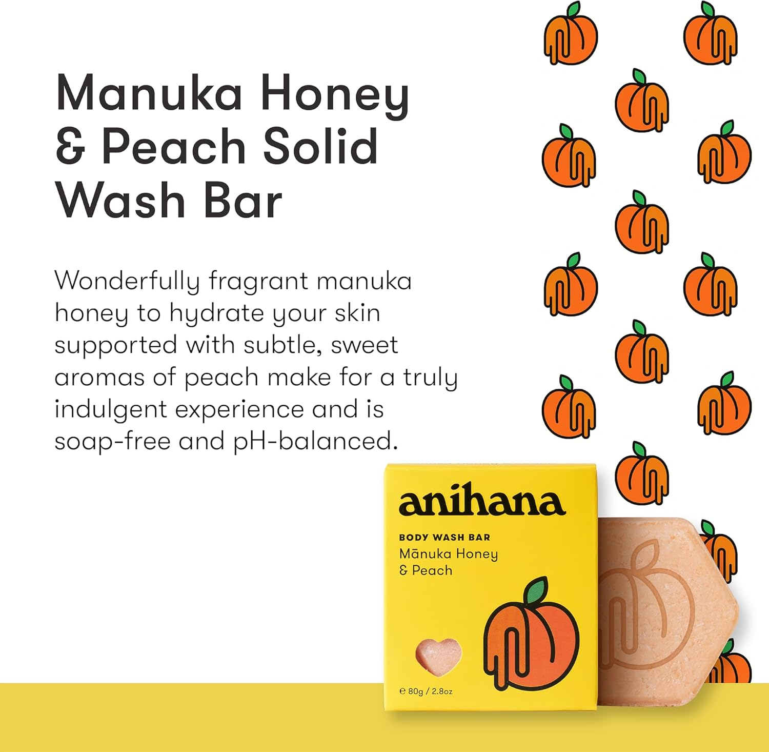Anihana Peach and Honey Solid Shower Bar 80 G image number 4