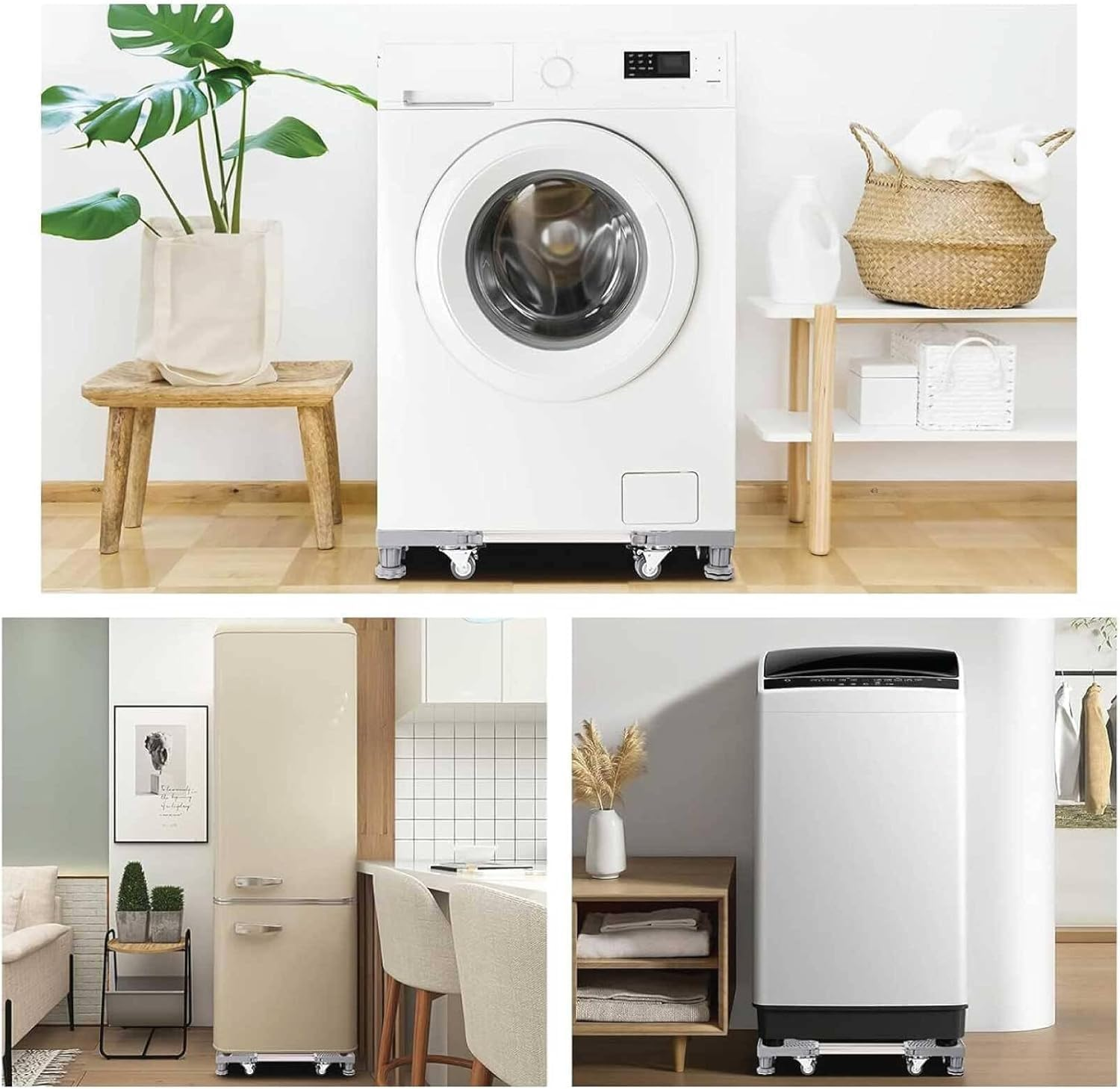 SKYLUXE - Adjustable Appliance Base Stand with Locking Wheels &ndash; Heavy Duty Mobile Stand for Mini Fridge, Washing Machine, Dryer, and Other Appliances &ndash; Easy Height and Width Adjustment image number 5