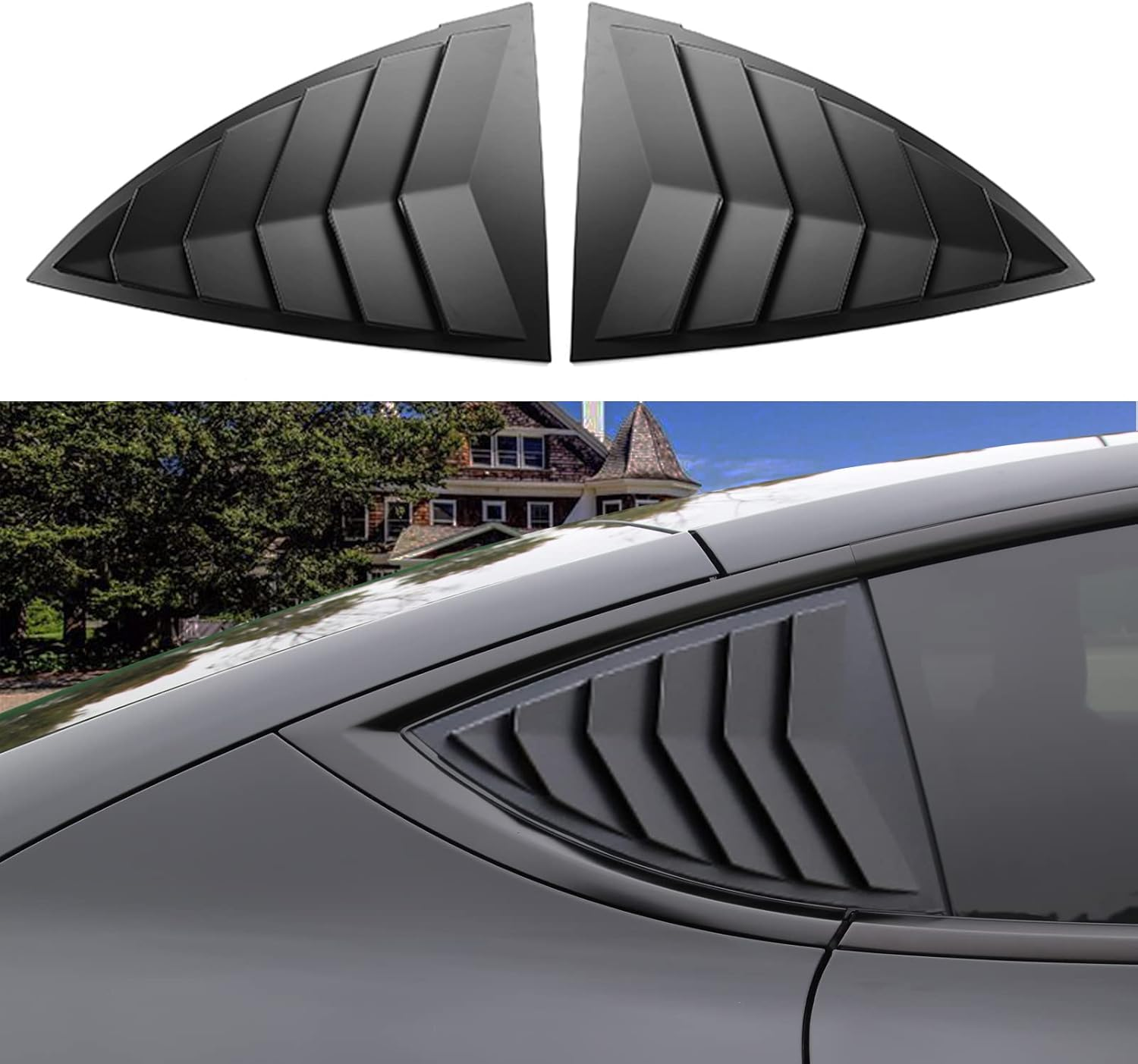 YHCDSEA for Model Y Side Window Louver Cover Sport Style for Tesla Model Y 2021 2022 2023 2024 2025 2026 Accessories (Glossy Carbon Fiber Pattern)