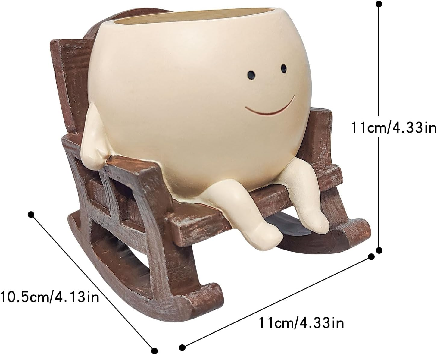 Face Planter Pots Cute Smile Flower Planter for Indoor Outdoor Plants Resin Rocking Chair Succulent Pot for String of Pearls Unique Gift on Mother'S Day, Birthday, Christmas image number 5