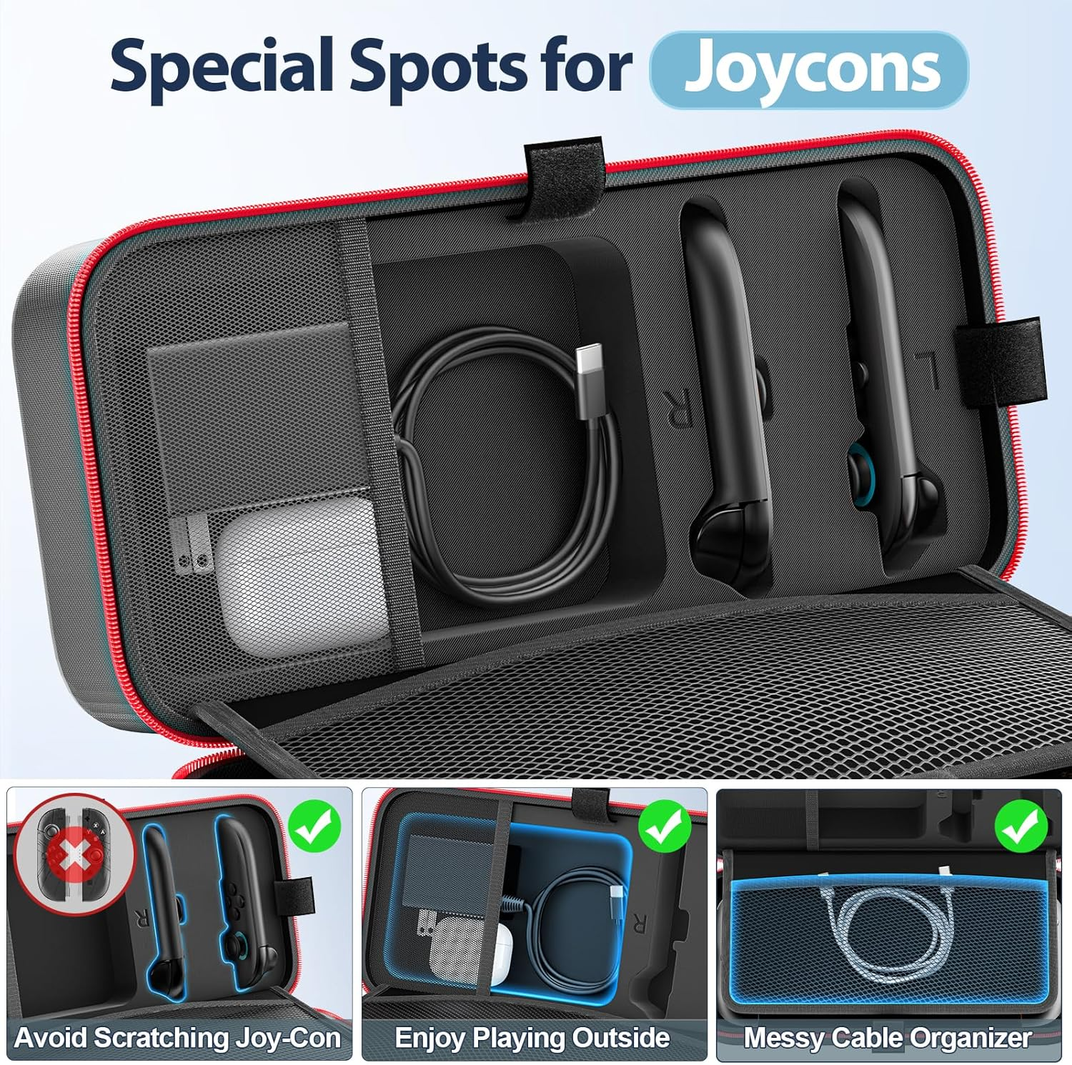 Kytok Switch 2 Case Compatible with Nintendo Switch 2 & Original & OLED Version, Custom Spot for Joycon 2 & AC Adapter, Portable Travel Switch 2 Carrying Case Bag for 28 Games & Switch Accessories image number 3