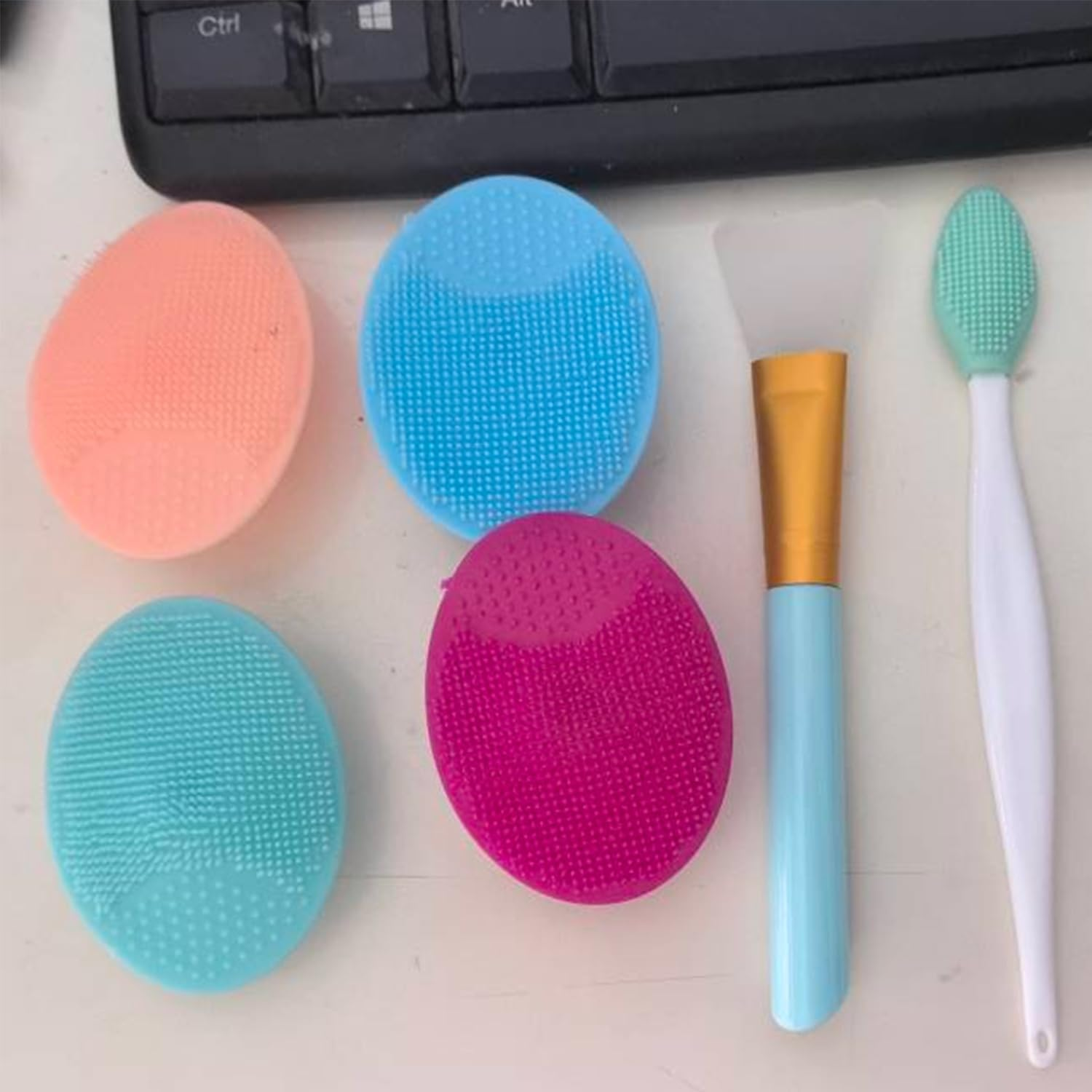Taicols 6Pcs Silicone Face Scrubber Kit Facial Cleansing Brush Manual with Lip Exfoliator Brush Face Mask Brush for Skin Care,Face Cleansing Brush,Silicone Face Manual Facial Cleanser and Massager,Soft Face Exfoliator, for All Kinds of Skins image number 6