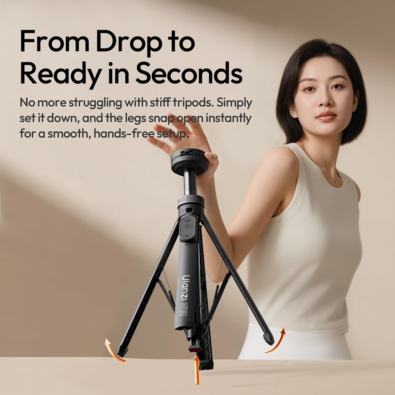 ULANZI MT85 59" Magnetic Selfie Stick Tripod, Lightweight Aluminum, Extendable Phone Tripod, One Click Opening, Strong Dual-Side Magnetic Compatible for Iphone/Android image number 1