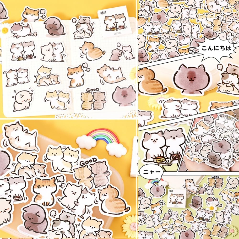 45Pcs Cute Cat Stickers for Scrapbooking, Bullet Journal, DIY Decoration, Planners, Suitcase, Diary, Notebooks, Album, Laptop, Phone Cases, and Art Crafts image number 6