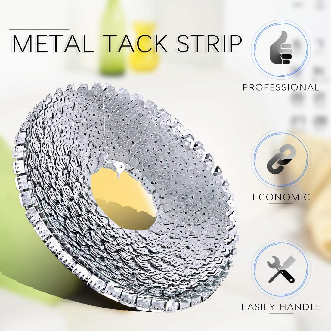 Swpeet 65 Feet Flexible Metal Tack Strip Three-Tooth Upholstery Curve Ease Grip for Furniture, Chairs, Sofa Finish Edges on Curved Arms, Wingback or Arched Portion of Chairs image number 6