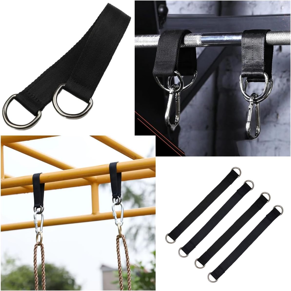 2 Pack Tree Swing Straps Hanging Kit 50Cm 400Lbs Heavy Duty Belt with Safer Lock Snap Hook Clip Carabiner Connector for Hammock Punching Bag Swings Chair Seat Gym Bar Handle Cable Outdoor image number 1
